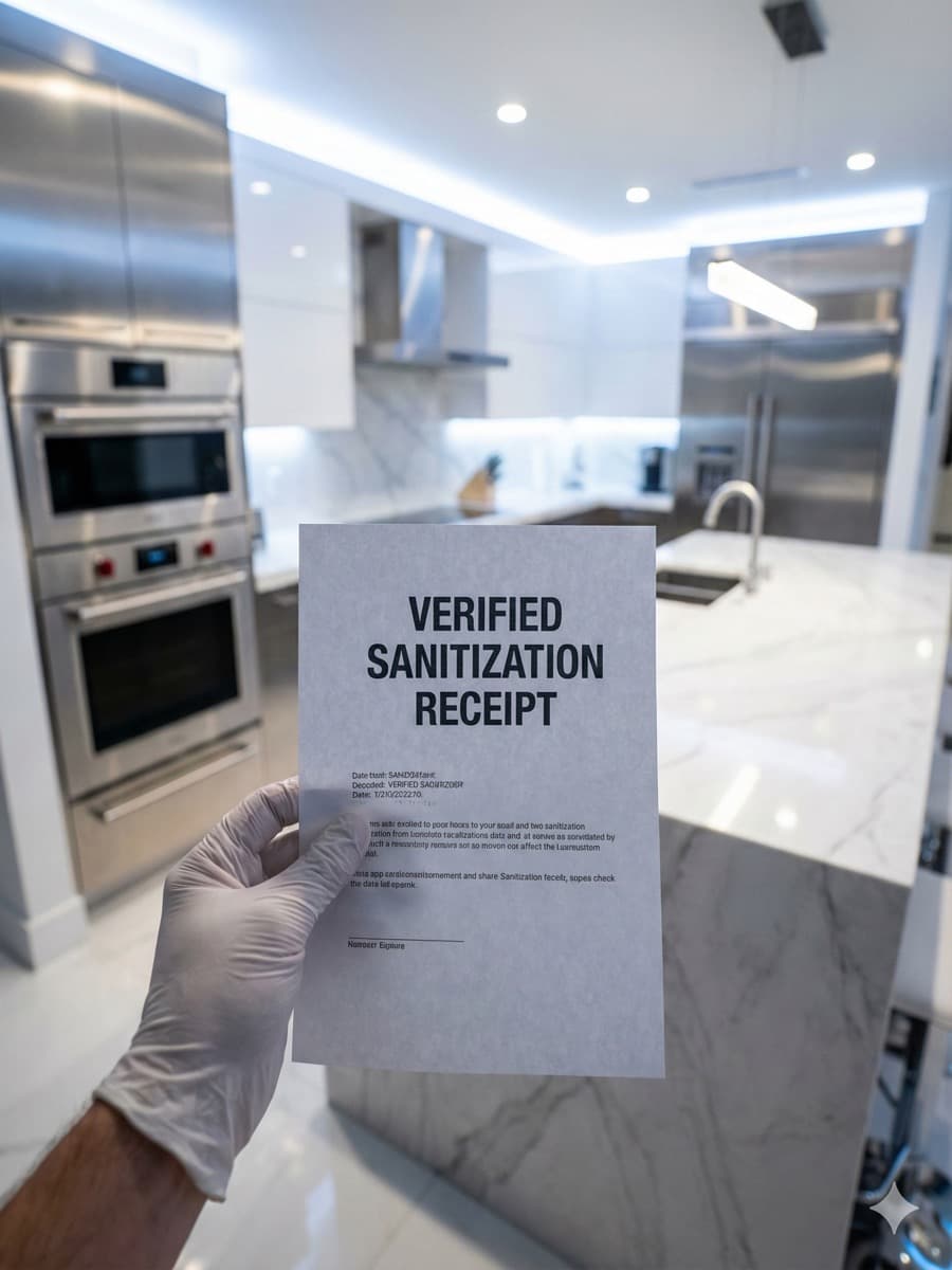 Verified Steam-Clean Receipt documenting completed luxury condo cleaning services